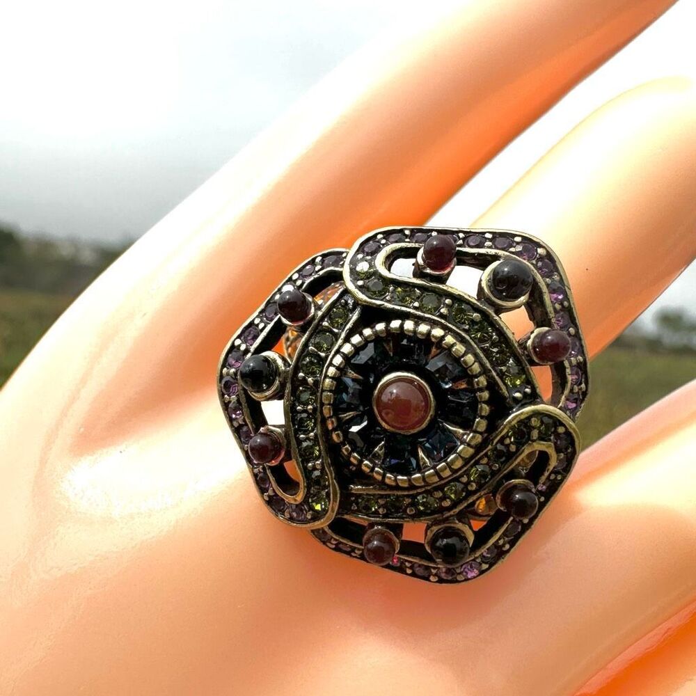 Heidi Daus Multicolor Swarovski Crystal Statement Ring